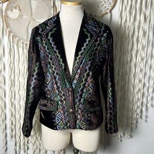Sandy Starkman Chocolate Brown Embroidered Velvet Blazer M